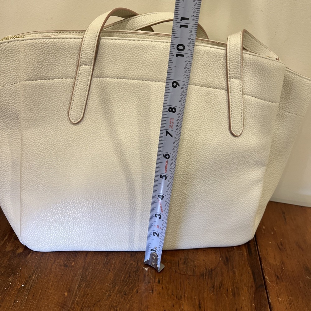 Nanette Lepore White Vegan Leather Pebble Tote Purse Smaller Bag Inside NWT Rice - Picture 8 of 16
